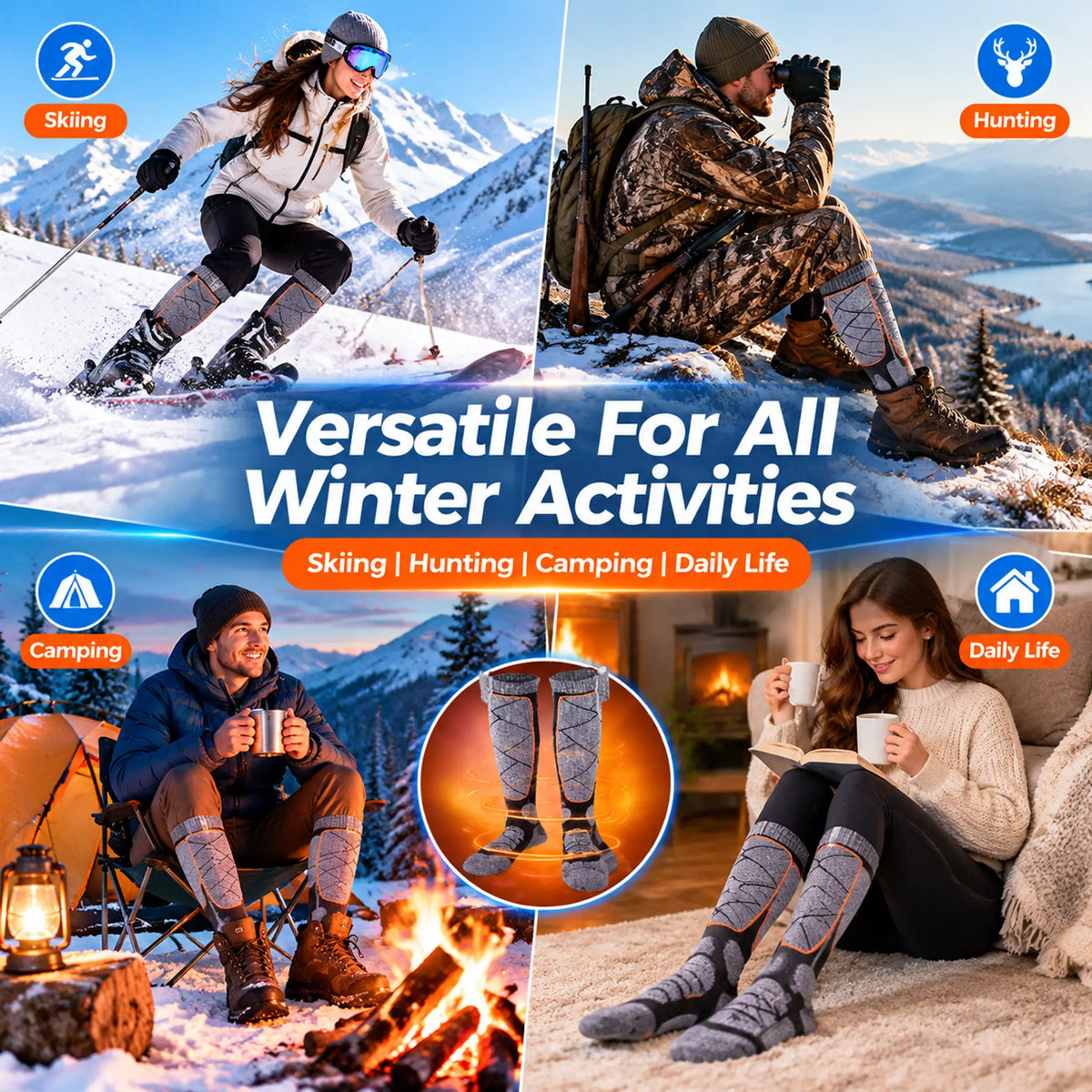 Heated Thermal Socks With Three Adjustable Temperature Settings