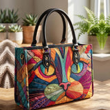 Colorful Cat Quilted Leather Strap Bible Handbag