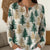 Christmas Retro 3D Digital Print Polo Sweatshirt With Buttons