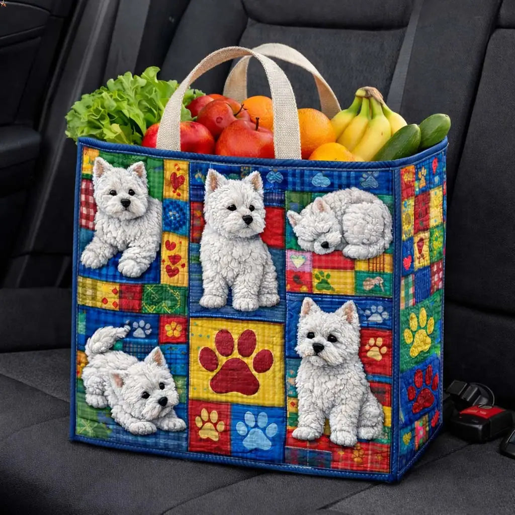 Westie Charm Quilted Shopping Bag