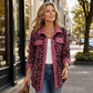 Contrast Rib Collar Leopard Print Corduroy Long Sleeve Shirt Jacket
