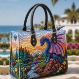 Mystic Dragon Quilted Leather Strap Bible Handbag