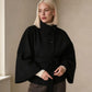 Women's Mandarin Collar Coat with Slanted Button Row