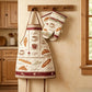 Coffee & Croissant Bakery Quilted Apron Set (2-Piece) – Padded Apron + Heat-Resistant Oven Mitts