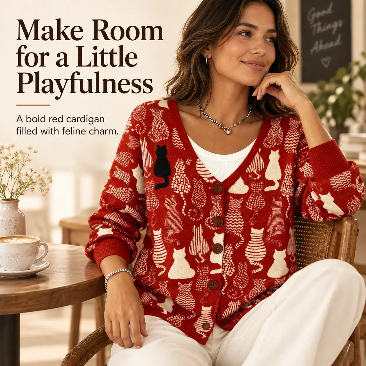 Comfortable Button-up Faux-knit Cardigan