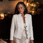 Textured Knit Stand-Collar Open-Front Blazer