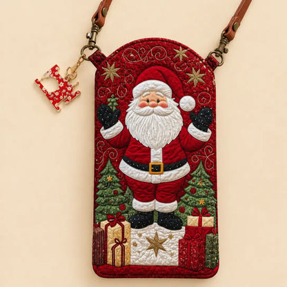 Santa Claus with Christmas Gifts Quilted Slim Phone Crossbody Bag