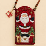 Santa Claus with Christmas Gifts Quilted Slim Phone Crossbody Bag