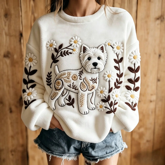 Cute West Highland White Terrier Cozy Plush Sweatshirt