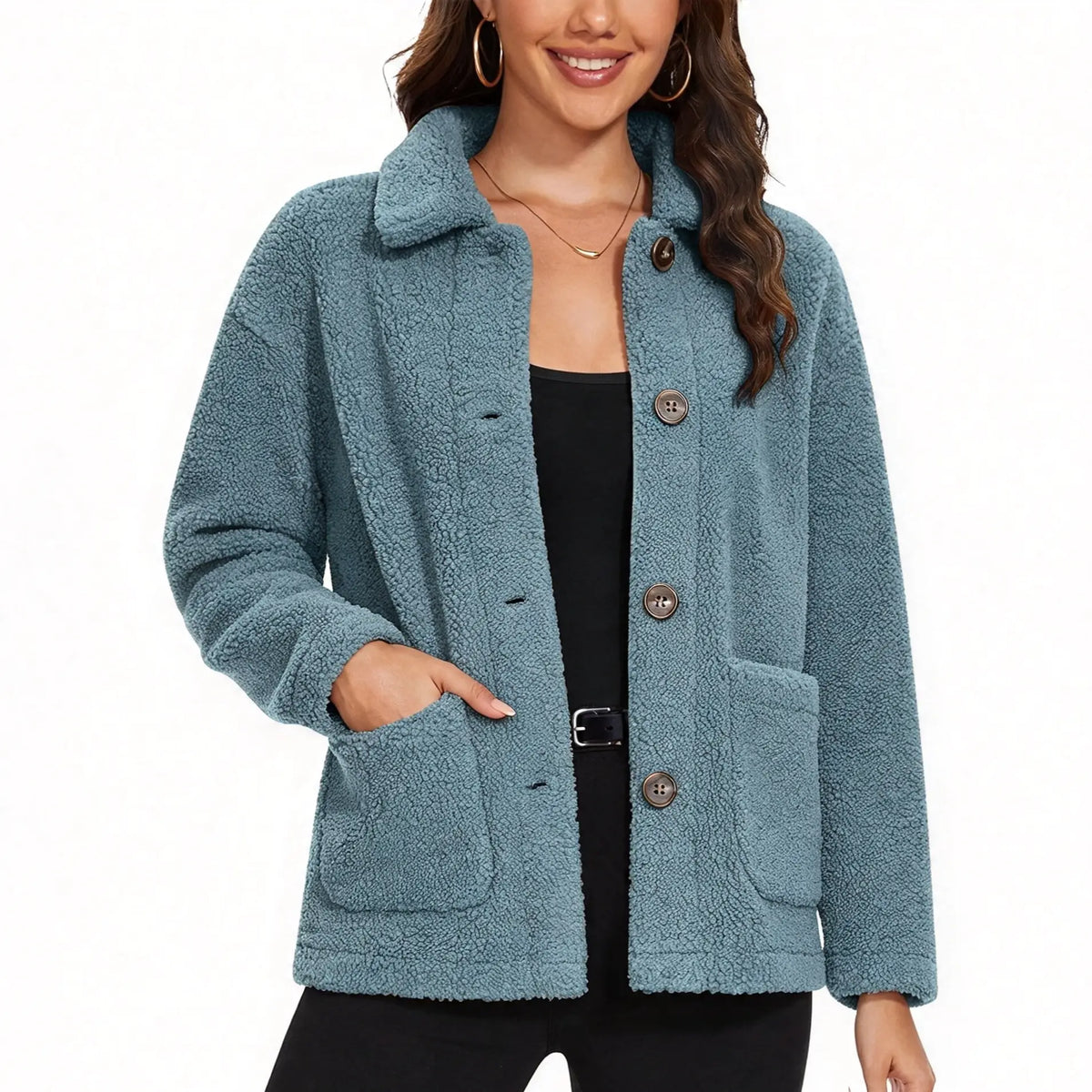Women's Loose Soft Fleece Sherpa Teddy Jacket