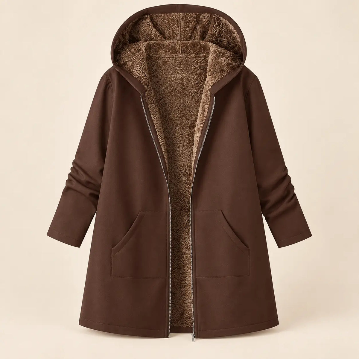 Winter Plush-Lined Cozy Hooded Coat