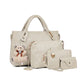 4-Piece PU Leather Tote Crossbody Matching Handbag Set