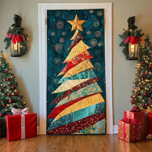 Christmas Tree Star Quilted Door Cover