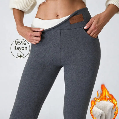 Women's Fleece-Lined High-Waist Leggings with Pockets
