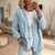 Collarless Soft-Denim-Look Button-Down Cardigan