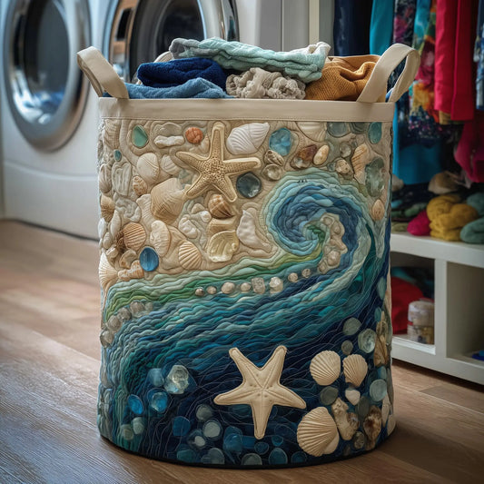 Ocean Breeze Quilted Laundry Basket