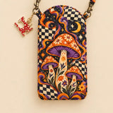 Magic Mushroom Night Quilted Slim Phone Crossbody Bag