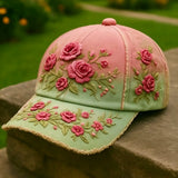 Pink Green Gradient Rose 3D-printed Creature Pattern Cap