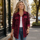 Contrast Rib Collar Leopard Print Corduroy Long Sleeve Shirt Jacket