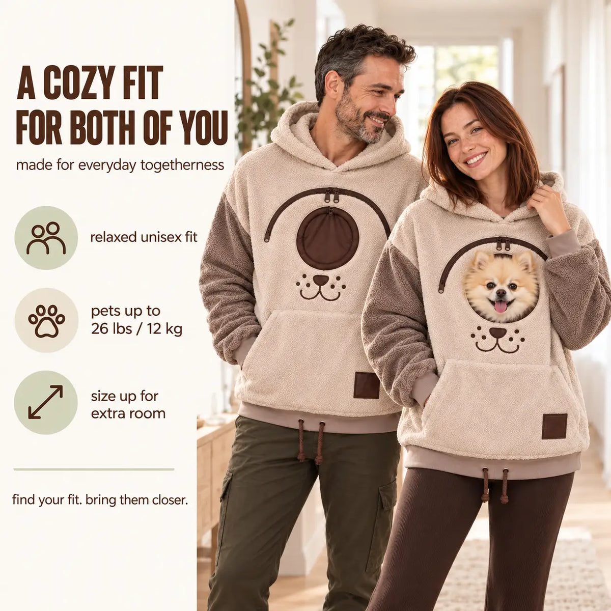 Cozy Pet Carrier Hoodie Built in Pouch for Cats Small Dogs