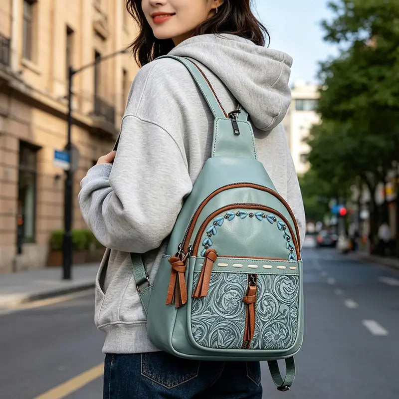 2-Way Wear Sling Boho Western Print Convertible Backpack
