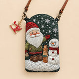 Santa Gnome Snowman Quilted Slim Phone Crossbody Bag