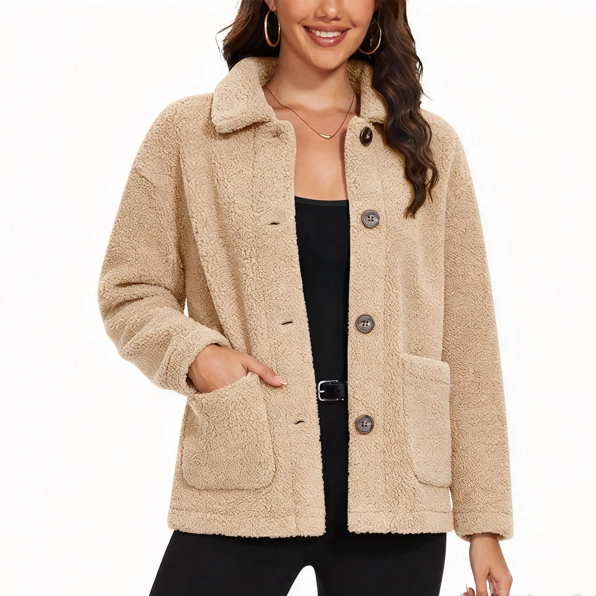 Women's Loose Soft Fleece Sherpa Teddy Jacket