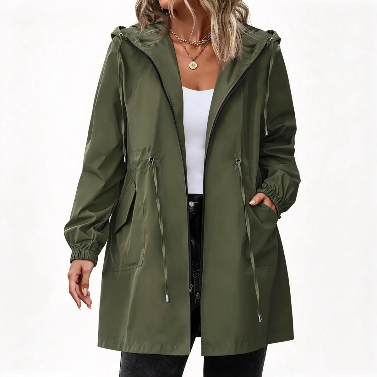 Women's Lightweight Waterproof Rain Coat with Hood