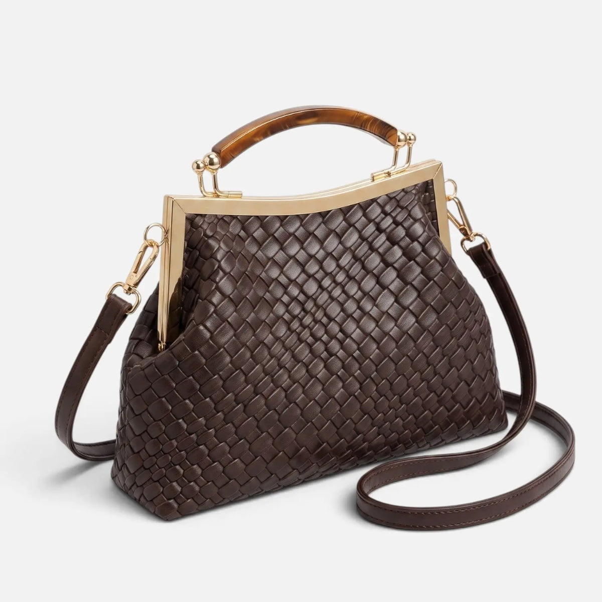 Women's Suede Structured Top Frame Crossbody Bag