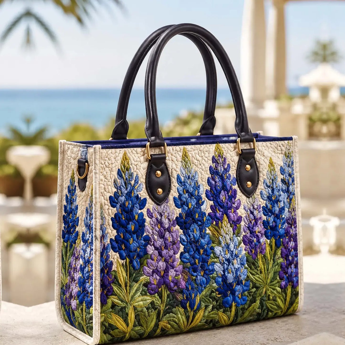 Bluebonnet Quilted Leather Strap Bible Handbag