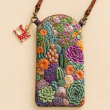 Succulent Cactus Garden Quilted Slim Phone Crossbody Bag
