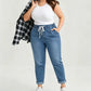 Drawstring Waist Tapered Leg Denim Joggers