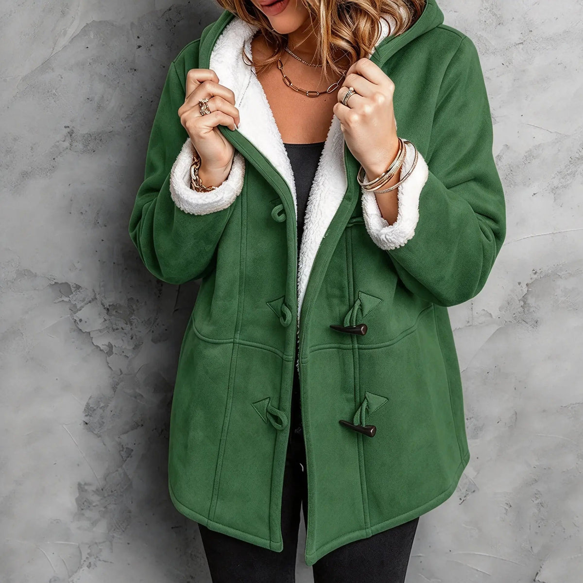 Cozy Sherpa Lined Toggle Coat with Hood