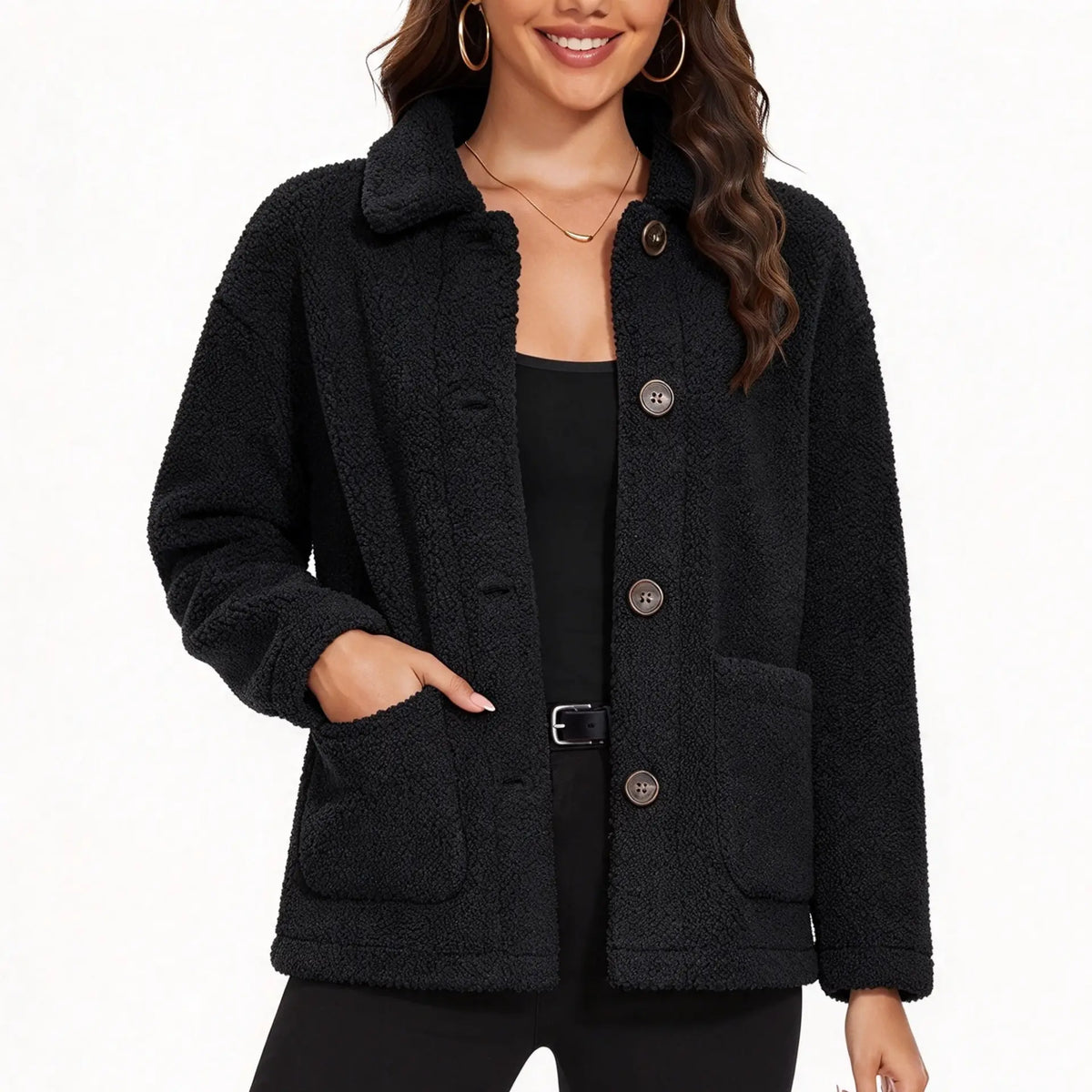 Women's Loose Soft Fleece Sherpa Teddy Jacket