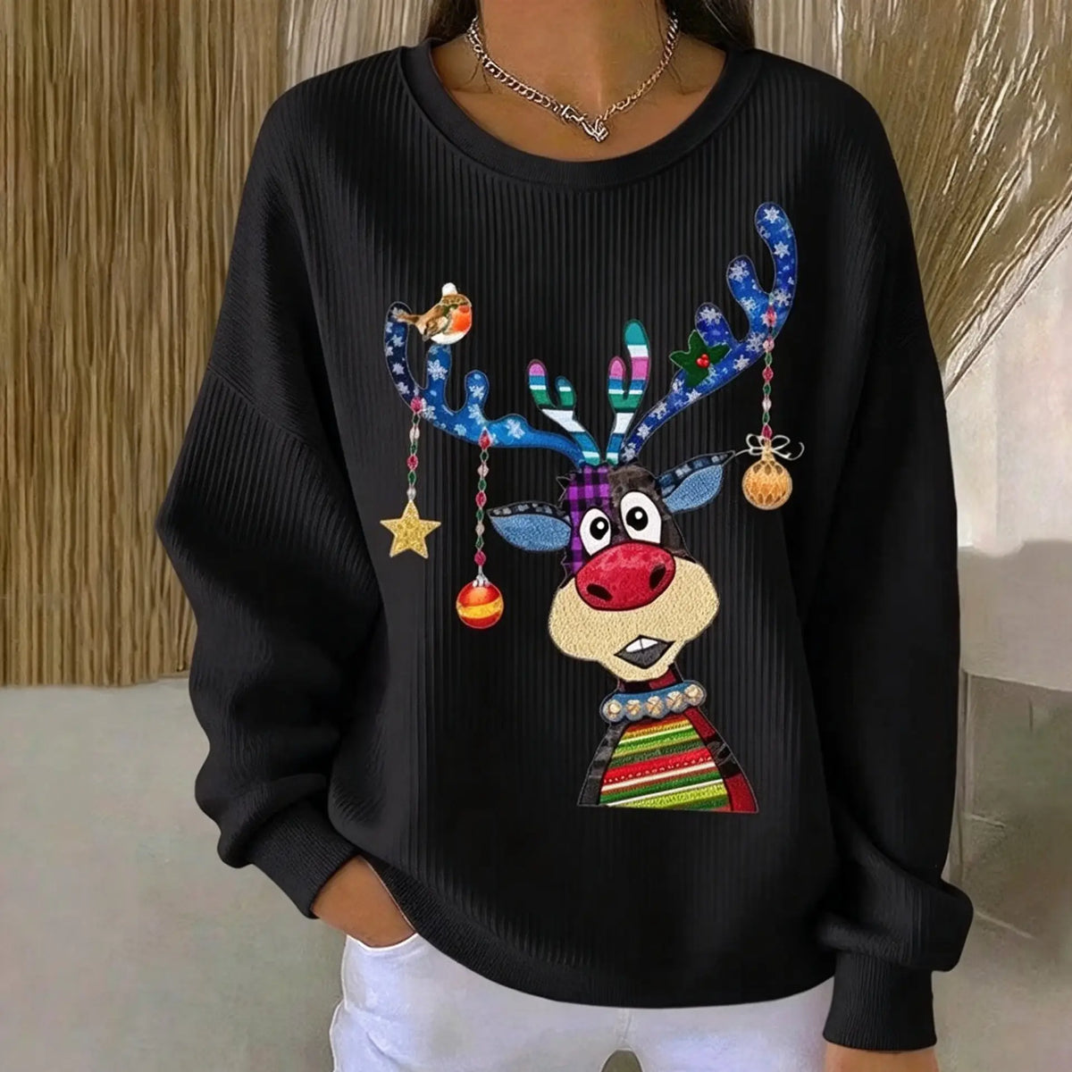 Women Christmas Crew Neck Printing Casual Sweatshirt