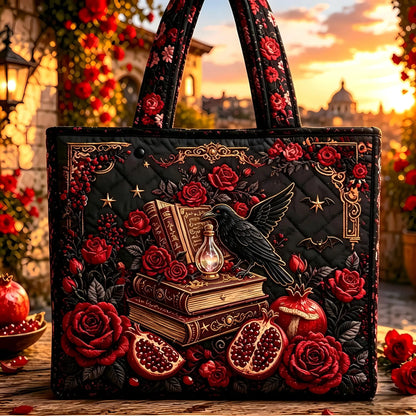 Raven & Red Rose Halloween Handmade Tote Bag
