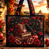 Raven & Red Rose Halloween Handmade Tote Bag