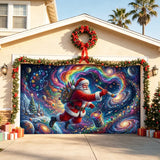 Magic Galaxy Space Santa Garage Door Banner Decoration