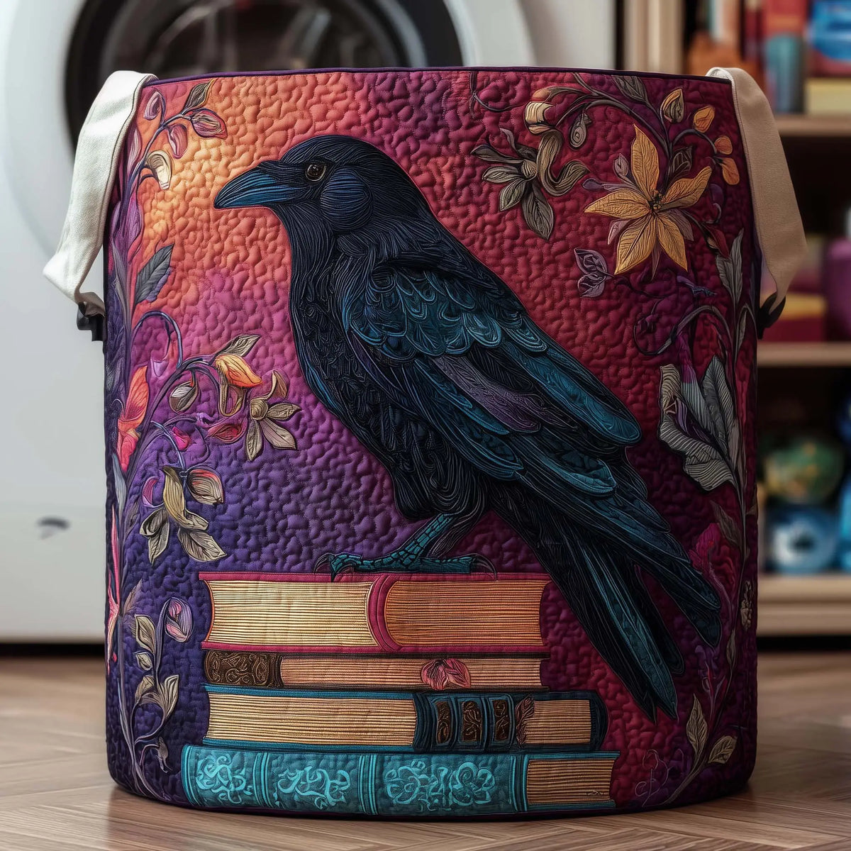 Raven Books Quilted Laundry Basket