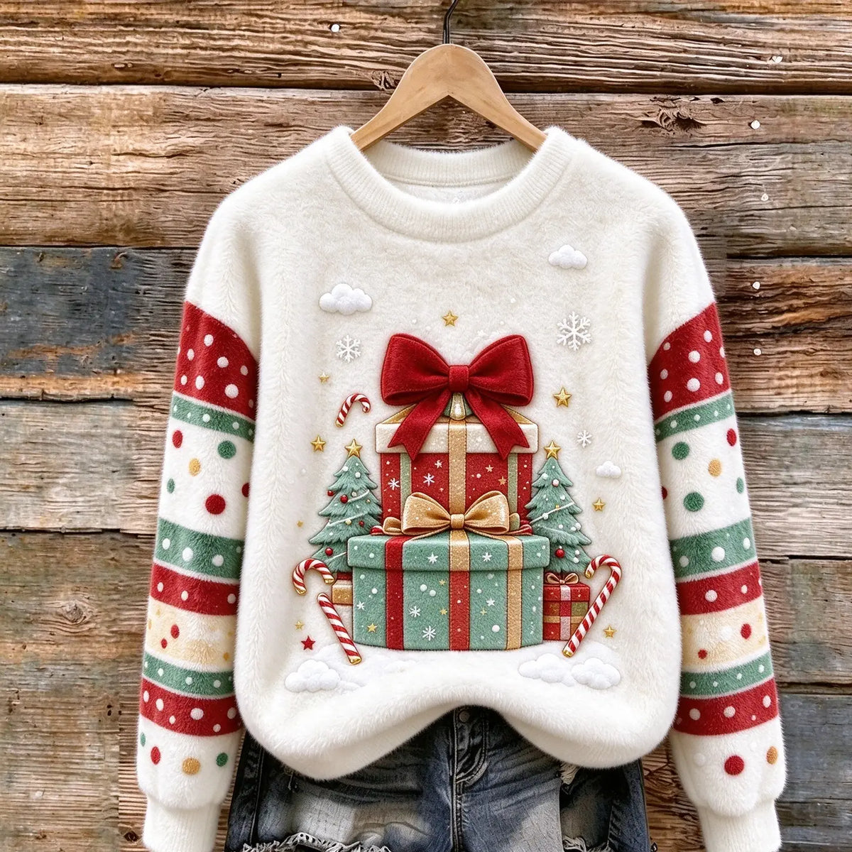 Christmas Gift Box Cozy Plush Sweatshirt