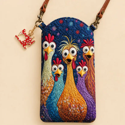Colorful Funny Chicken Quilted Slim Phone Crossbody Bag