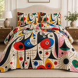 Miro‑Style Abstract Artwork Quilted Bedding Set
