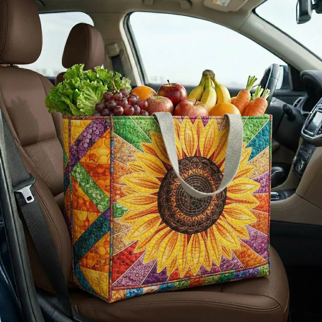 Floral Sunburst Quilted Shopping Bag