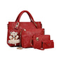 4-Piece PU Leather Tote Crossbody Matching Handbag Set