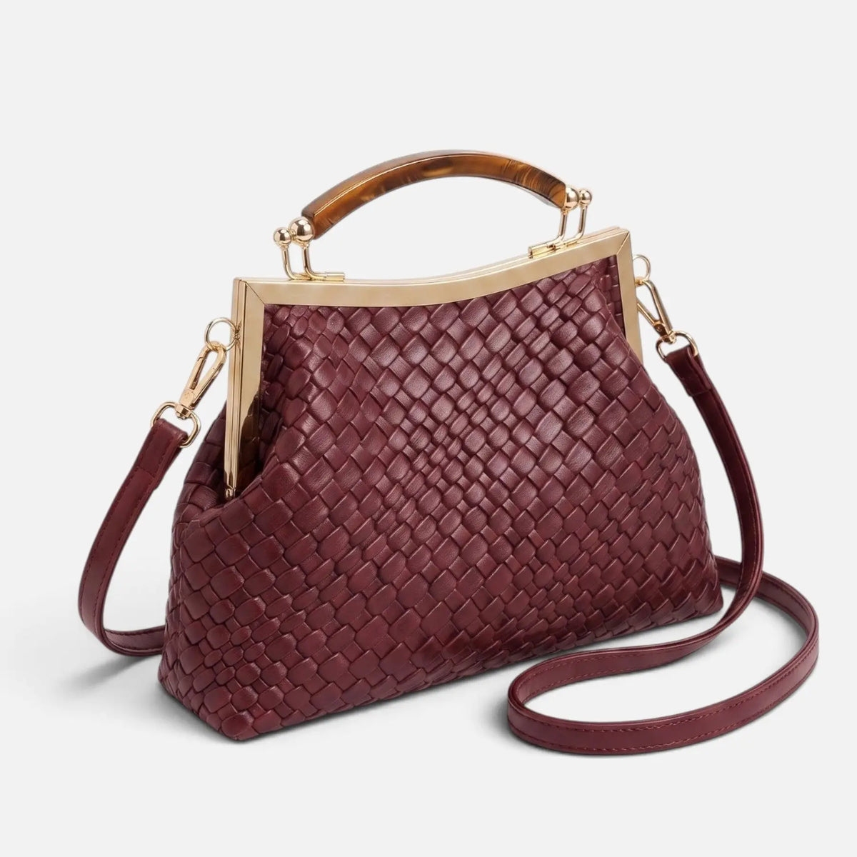 Women's Suede Structured Top Frame Crossbody Bag
