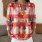 Christmas Retro 3D Digital Print Polo Sweatshirt With Buttons