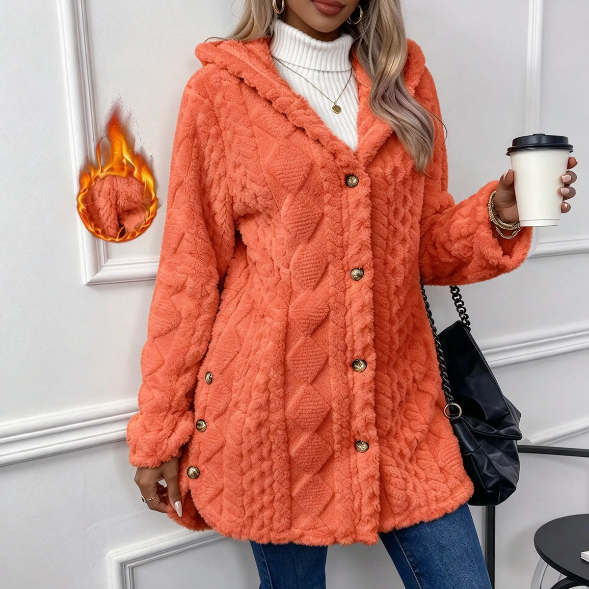 Women’s Plush Cardigan | Oversized Fit, Button Front