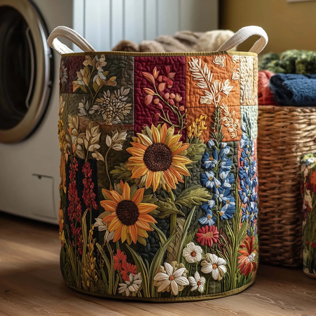 Blossom Mood Quilted Laundry Basket