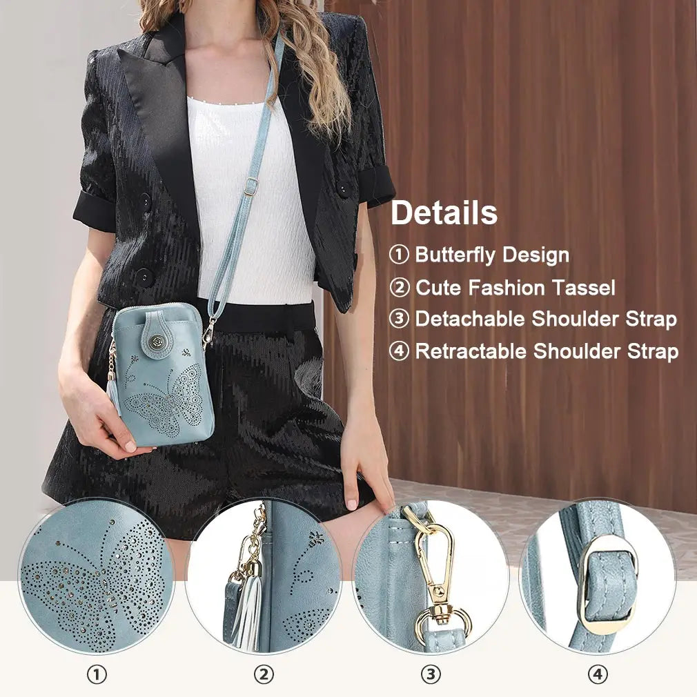 PU Small Openwork Carving Lightweight Crossbody Phone Bag
