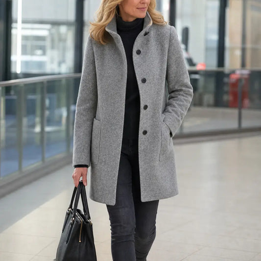 Women's Button-Front Stand Collar Fall Coat
